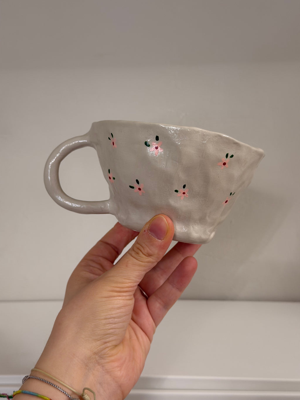 Pink flowers mug