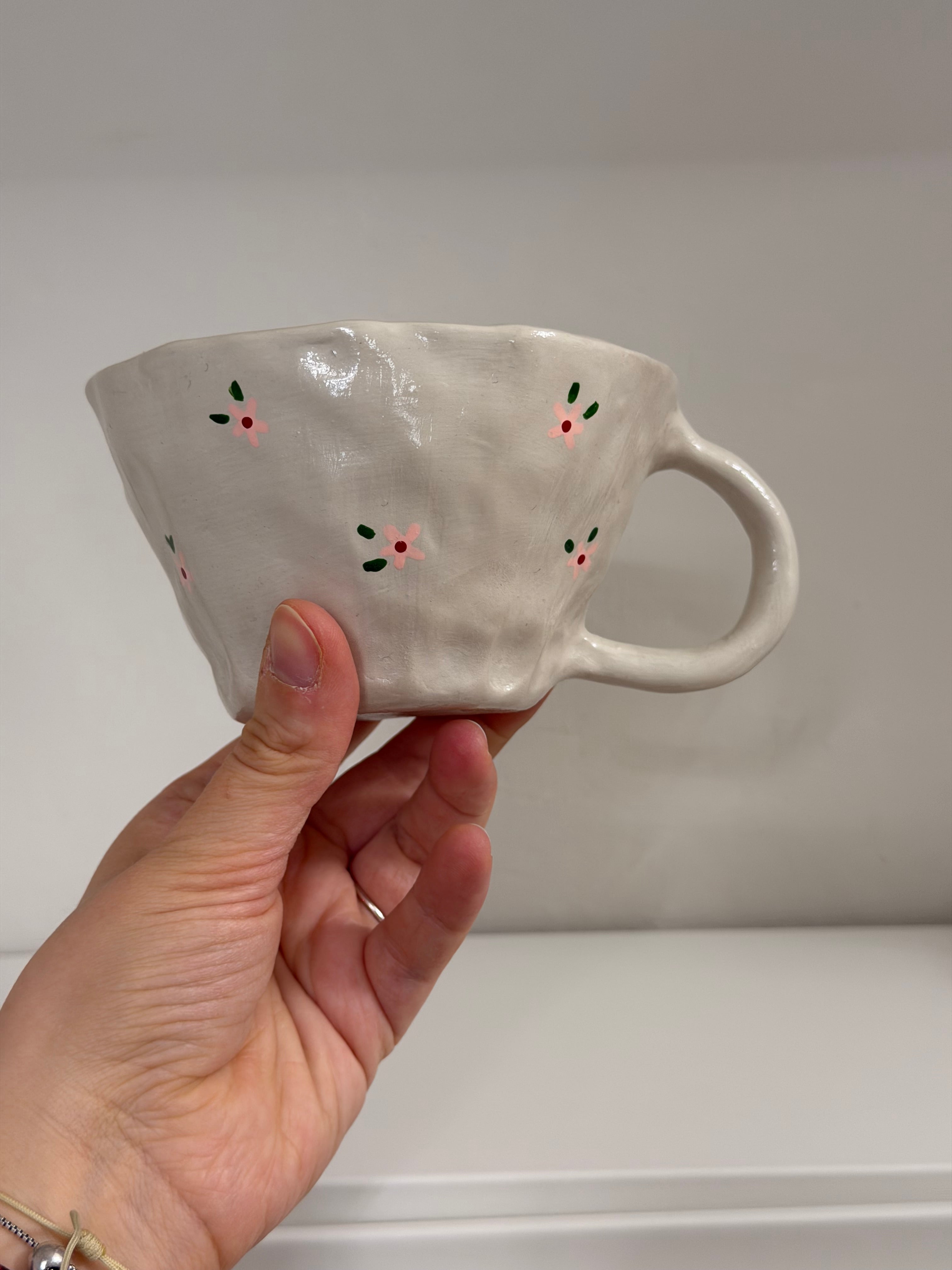 Pink flowers mug