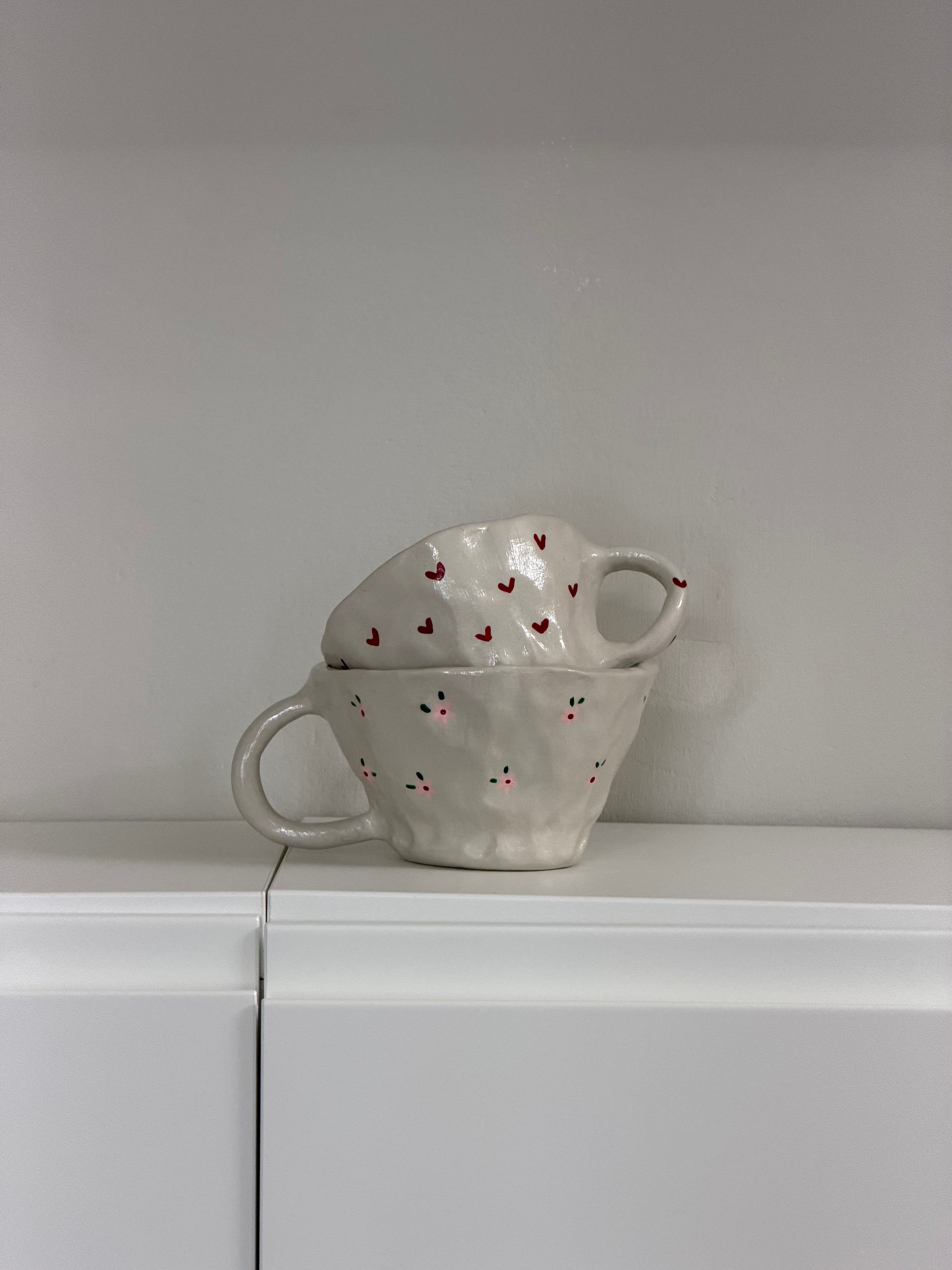 Pink flowers mug